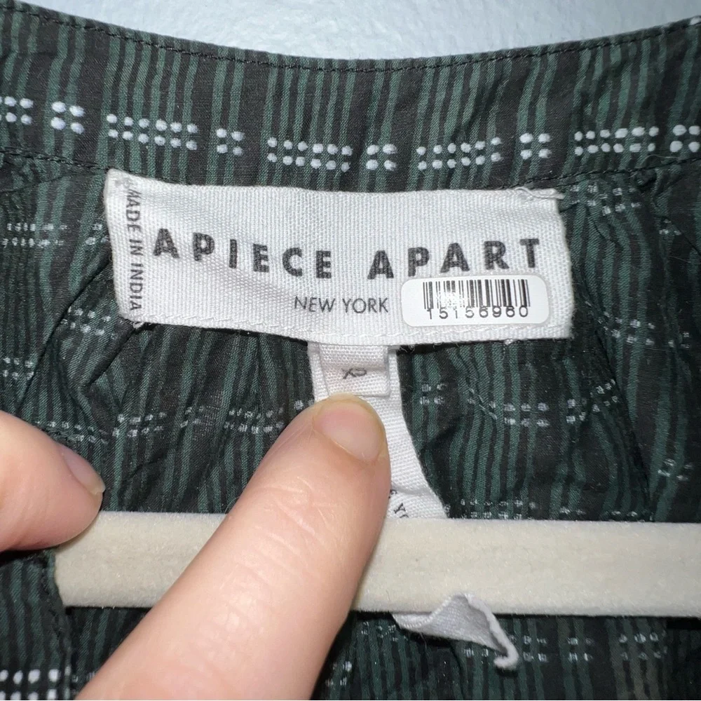 Apiece Apart Mitte Striped Top forest green stripe XS peasant blouse cotton silk - Picture 4 of 14